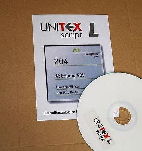 Programm für UNITEX L Türschild Beschriftung Schild