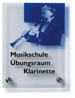 Türschild UNITEX K aus klarem Acrylglas beschriftet nach Vorgabe