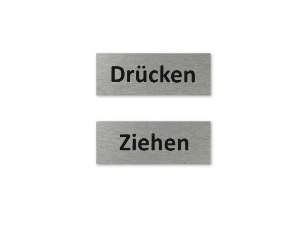 Türschild Drücken Ziehen 80x30 Aluminium selbstklebend