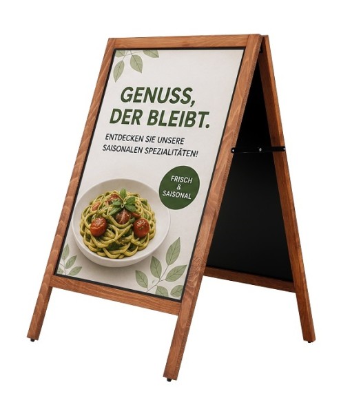 Holz Kundenstopper 2in1 Kreidetafel & Plakatständer