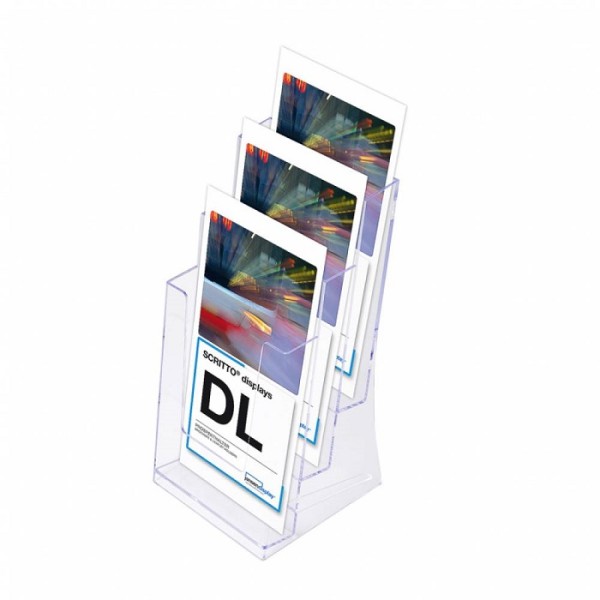 Prospekthalter Tisch/Wand 3x DL Hochformat 3 Fächer