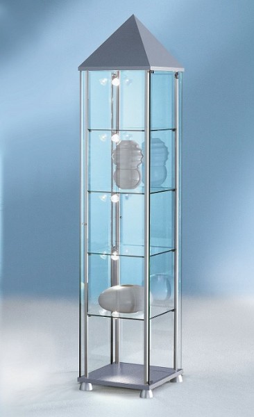 Schmale Ganzglasvitrine abschließbar