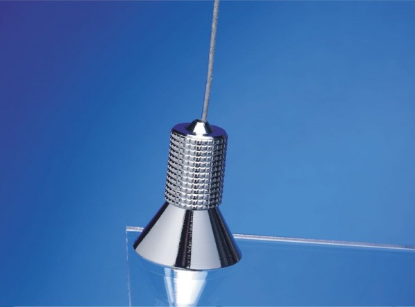 Seilhalter Fly Fix für Stahlseil silber matt Schraub Spannsystem